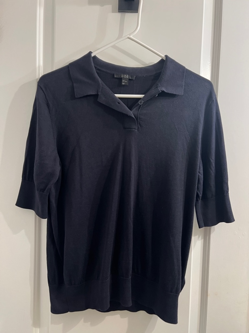 COS Dark Navy Short-Sleeve Polo Sweater
